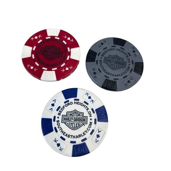 Harley Davidson Poker Chips Dealer Lot of 3 South East Bedford Heights OH - Picture 2 of 2